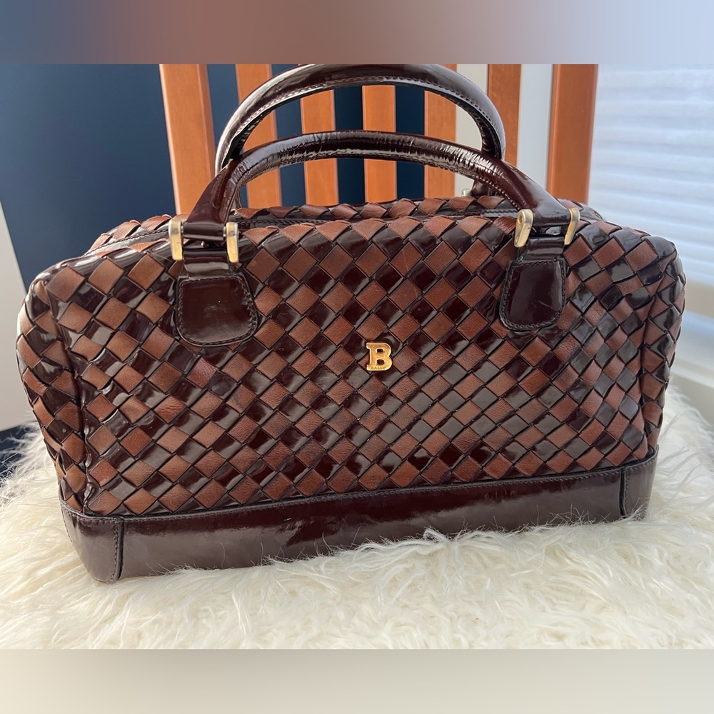 Bally Brown Woven Leather Satchel
Boston Bag Vintage EUC